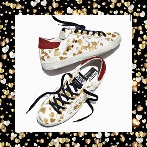 Golden Goose GGDB SuperStar Glitter Heart Low Top Lace Sneakers EU38 Size 7.5